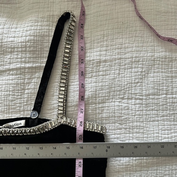 Reformation Pia Crystal Velvet Mini Dress in Black - Size 8 - Picture 4 of 10